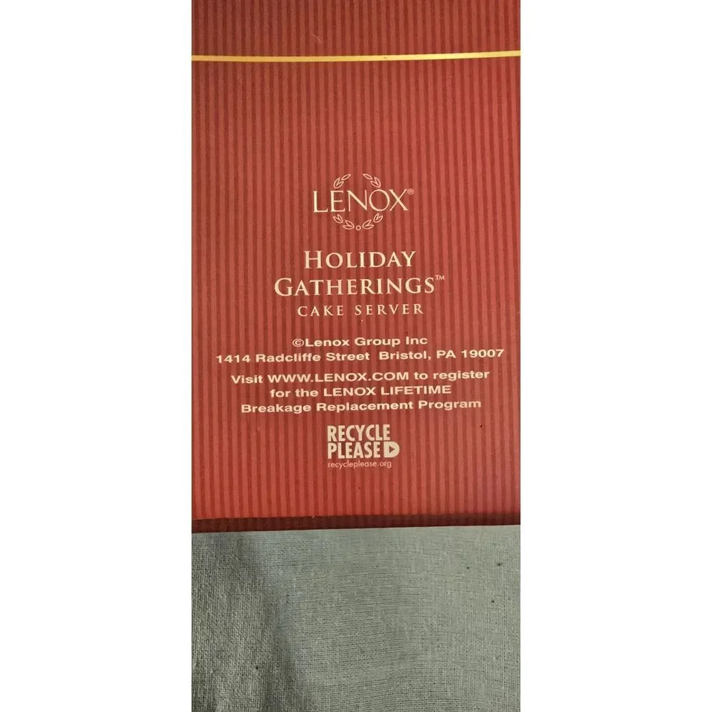 Lenox Holiday Gatherings Stainless Cake Server‎  New!